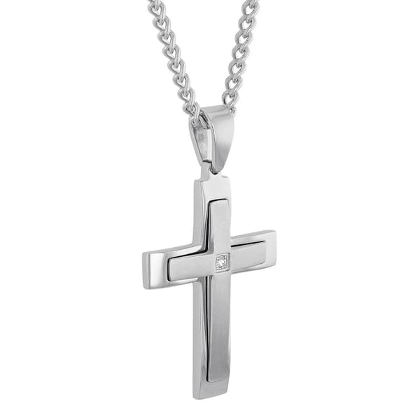 Mens Nova Star&#174; Forged 1/20ctw. Lab Grown Diamond Cross Pendant