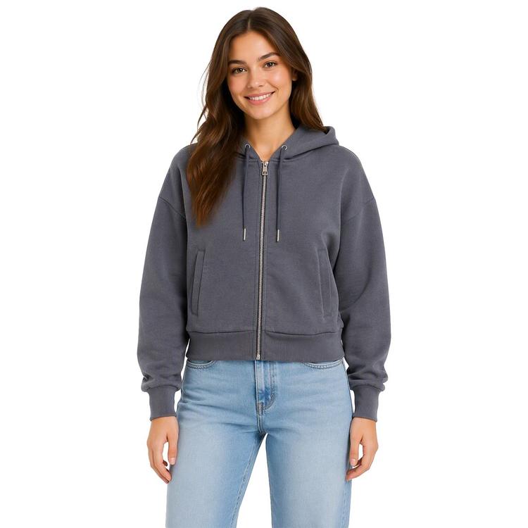 Juniors No Comment Solid Fleece Meet & Greet Zip Up Hoodie