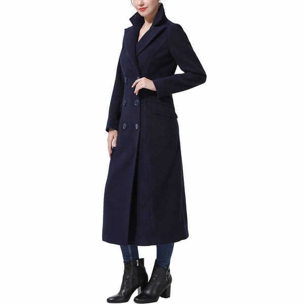 Womens BGSD Full Length Long Wool Peacoat