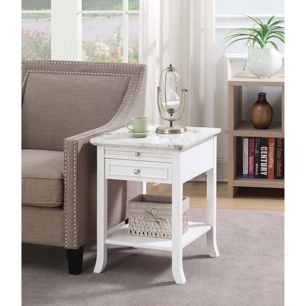Convenience Concepts American Heritage Marble End Table - White