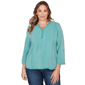 Plus Size Ruby Rd. Renaissance Romance 3/4 Sleeve V Neck Blouse - image 1