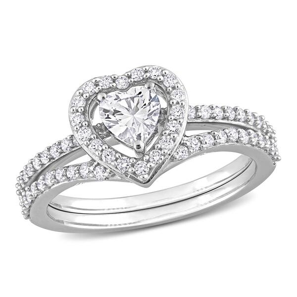 Gemstone Classics&#40;tm&#41; 10kt. White Gold Sapphire Heart Bridal Set - image 