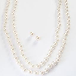 Simulated Cream Pearl Strand Necklace Ball Set