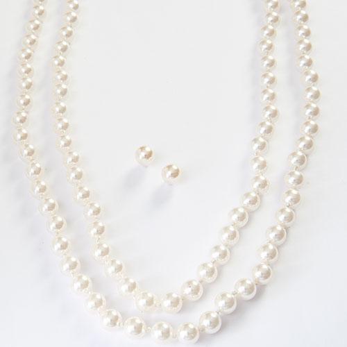 Simulated Cream Pearl Strand Necklace Ball Set