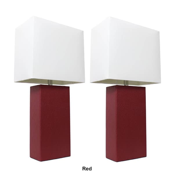 Elegant Designs&#8482; Modern Leather Table Lamps - Set of 2