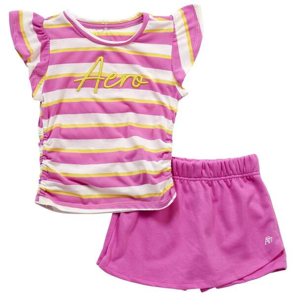 Girls &#40;4-6x&#41; Aeropostale 2pc. Striped Embroidered Top & Skort Set - image 