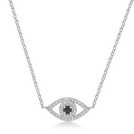 Gemminded Sterling Silver 3mm Onyx & White Sapphire Eye Pendant