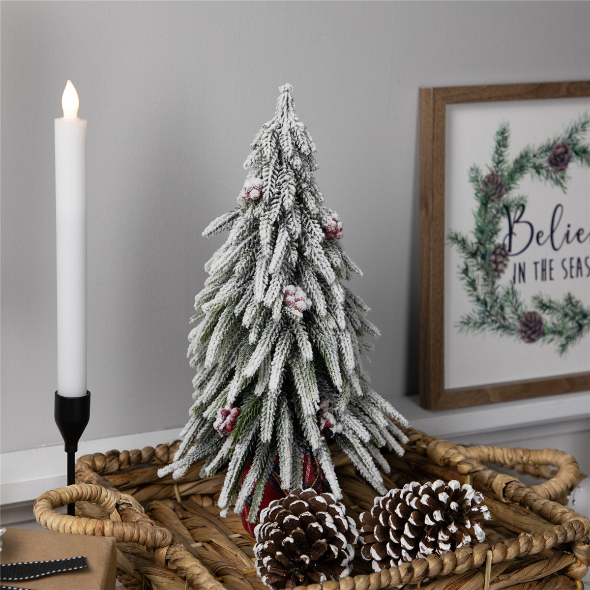 Northlight 14in. Mini Flocked Downswept Pine Christmas Tree