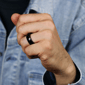 Mens Lynx Black Zirconium & Resin Ring with Wood Sheet Inlay - image 17