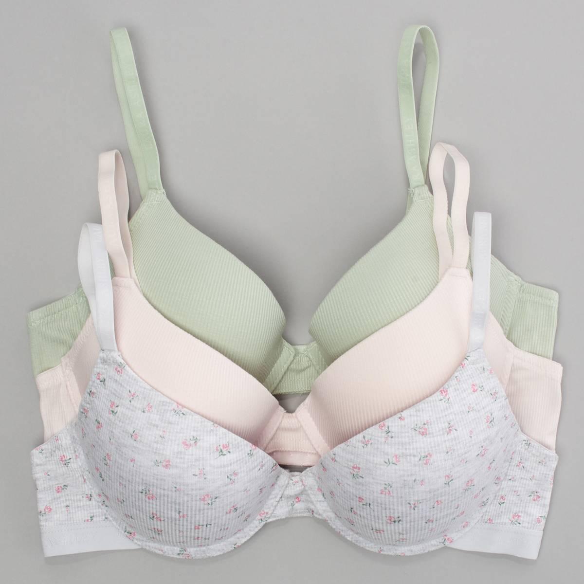 Womens Laura Ashley 3pk. Ribbed Molded Bras LS9497-3PKN
