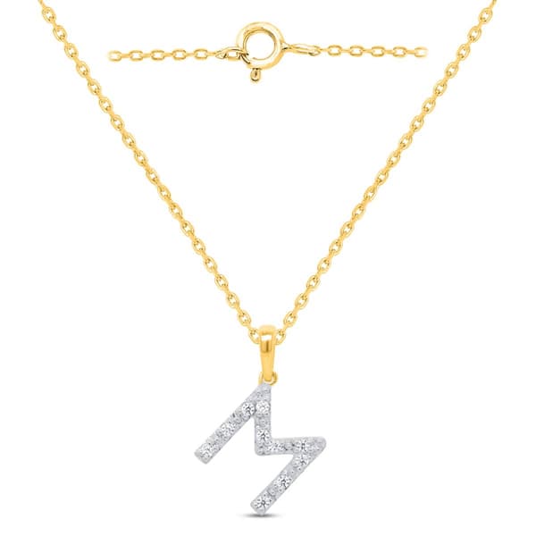 Nova Star(R) Gold Plated Lab Grown Diamond Initial M Pendant
