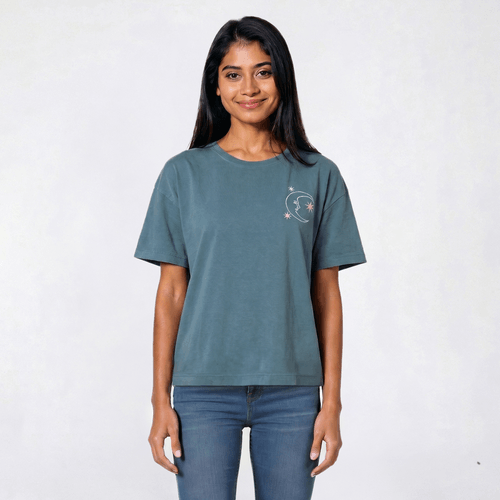 Juniors Attitude Not Included Moon Star Embroidered Tee - image 