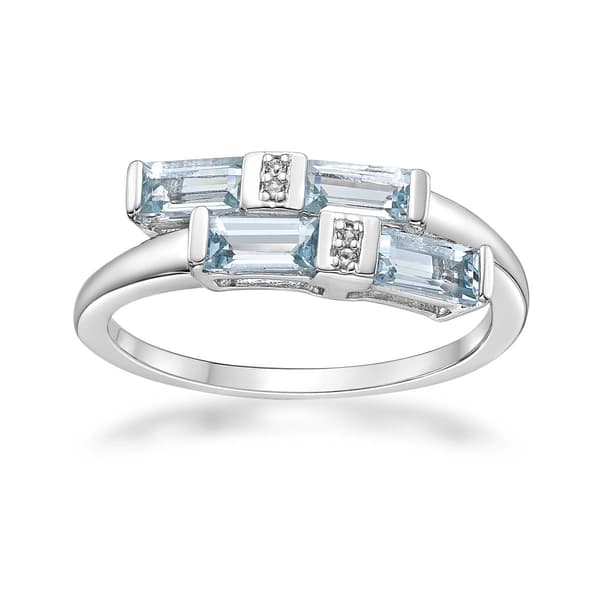 Gemminded 5x2.5mm Aquamarine Ring w/ White Topaz - image 