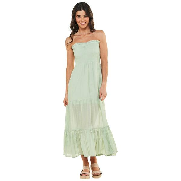 Juniors Love Tree Strapless Smock Bodice Solid Gauze Midi Dress - image 