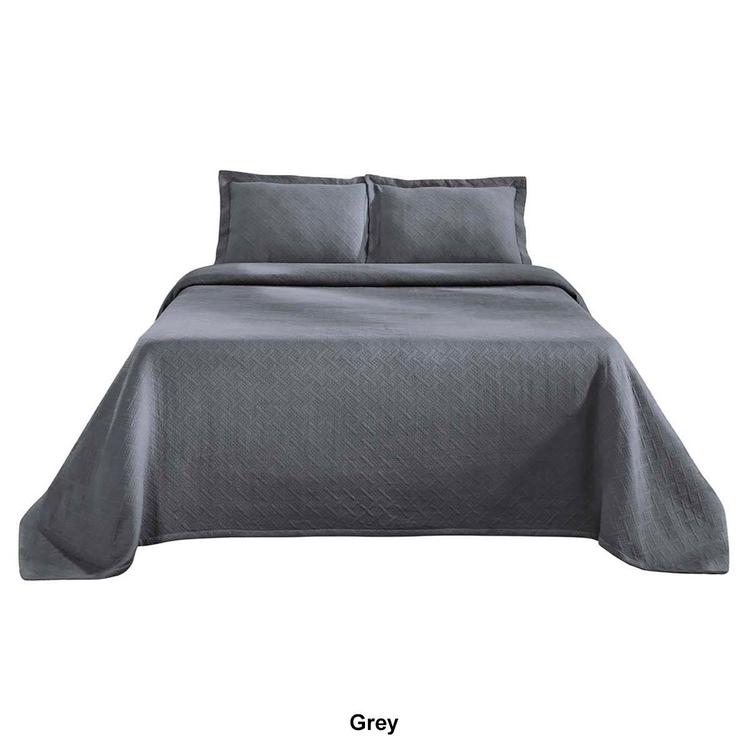 Superior Jacquard Matelassé Cotton Basketweave 3pc. Bedspread Set
