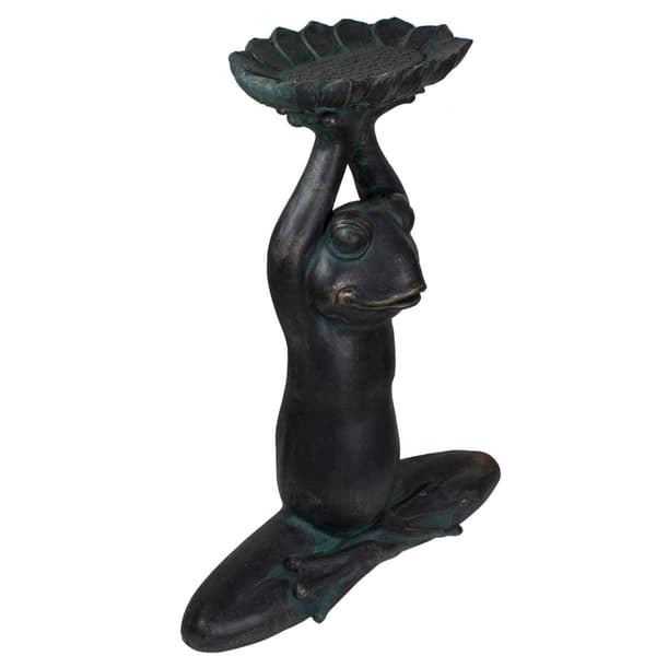 Northlight Seasonal Yoga Frog with Bird Feeder Garden Statue