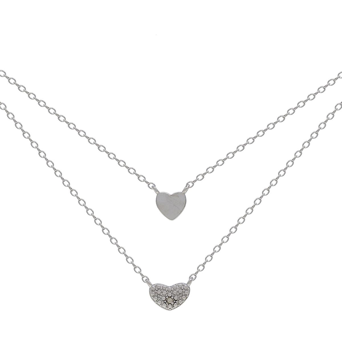 Gianni Argento Sterling Silver Diamond Layered Heart...