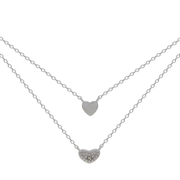 Gianni Argento Sterling Silver Diamond Layered Heart Necklace - image 