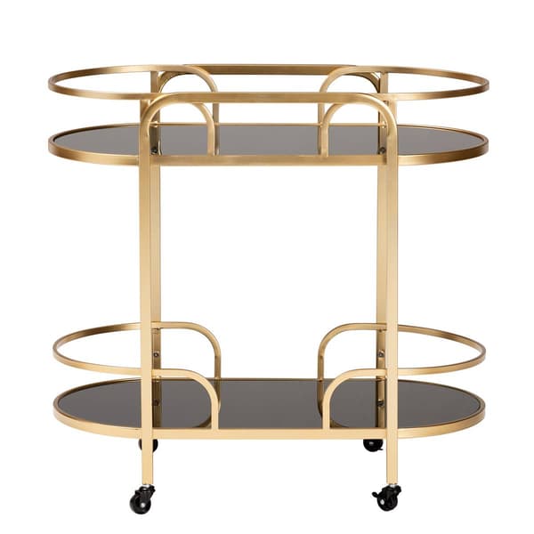 Baxton Studio Leighton Glam & Luxe Gold Metal 2-Tier Wine Cart