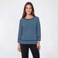 Womens Retrology 3/4 Sleeve Solid Crew Neck Tipped Sweater - image 4