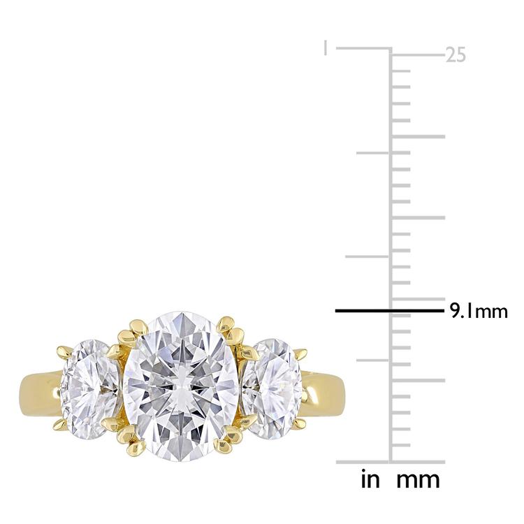 Diamond Classics™ 10kt. 3-Stone Yellow Gold Moissanite Ring