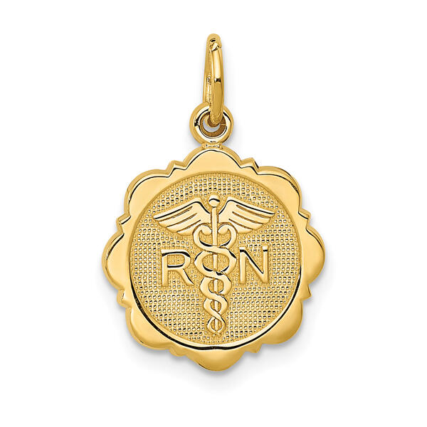 Unisex Gold Classics&#40;tm&#41; 14kt. Gold RN Registered Nurse Disc Charm - image 
