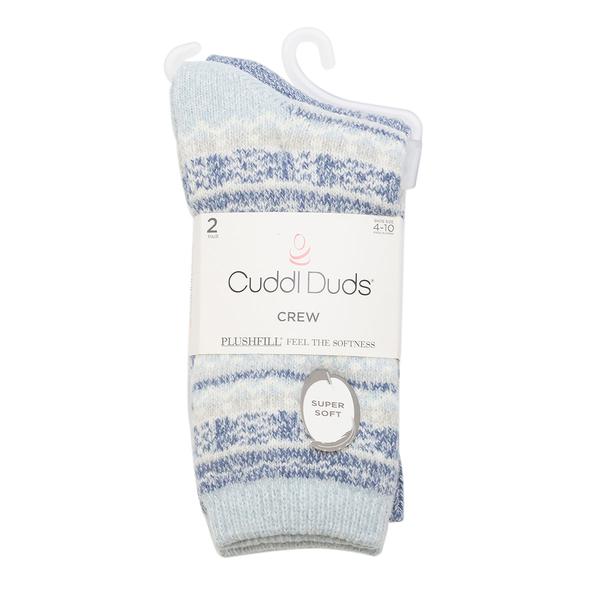 Womens Cuddl Duds® 2pk. Geo Fair Isle Ribbed Crew Socks