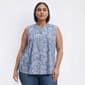 Plus Size Napa Valley Sleeveless Floral Leaf Pleat Henley Blouse - image 1