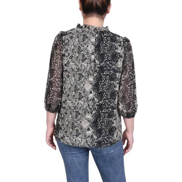 Womens NY Collection 3/4 Sleeve Lined Chiffon Top