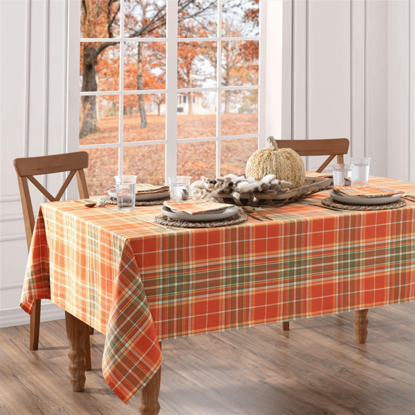 Threadmade Hawley Plaid Harvest Cotton Tablecloth