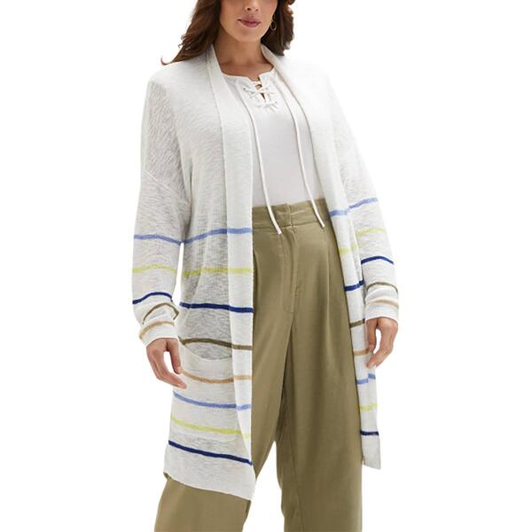 Plus Size Ella Rafaella&#40;R&#41; Long Sleeve Stripe Duster Cardigan - image 