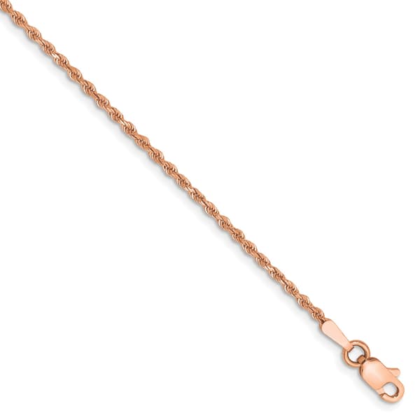 Gold Classics&#40;tm&#41; 1.50mm. Rose Gold Diamond Cut Rope Anklet - image 