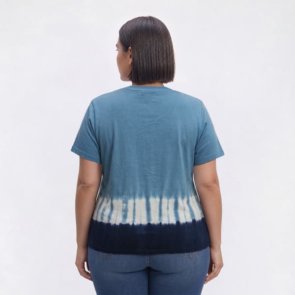 Plus Size Mountain Ridge Short Sleeve Tie Dye Border Hem Tee