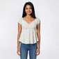 Juniors Pink Rose Crinkle Knit Puff Sleeve Peplum Top - image 1