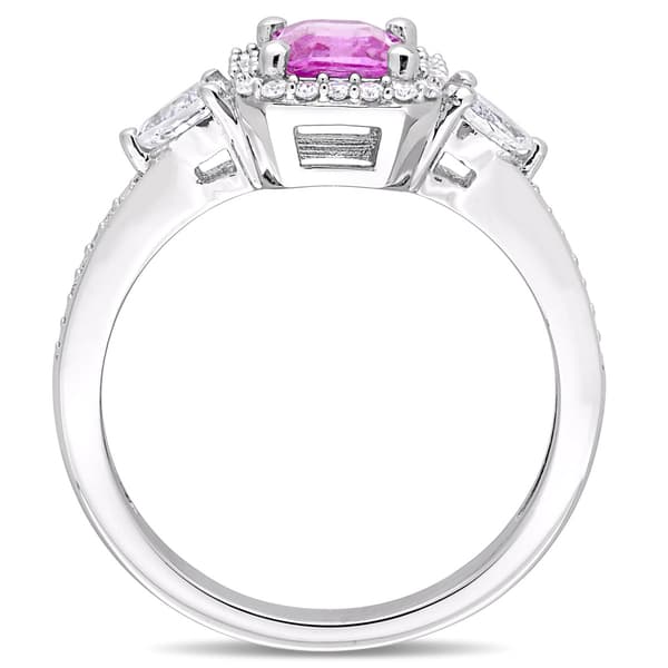 Gemstones Classics™ 14kt. White Gold Sapphire Halo 3-Stone Ring