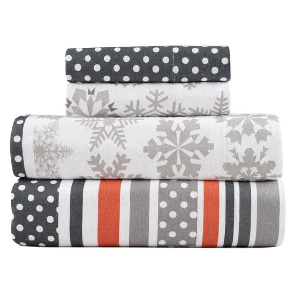 Kathy Ireland Turkish Cotton Flannel Holiday Flurries Sheet Set