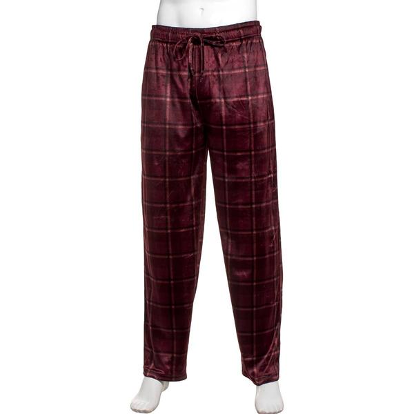 Mens Preswick & Moore(R) Burgundy Plaid Silk Fleece Pajama Pants - image 