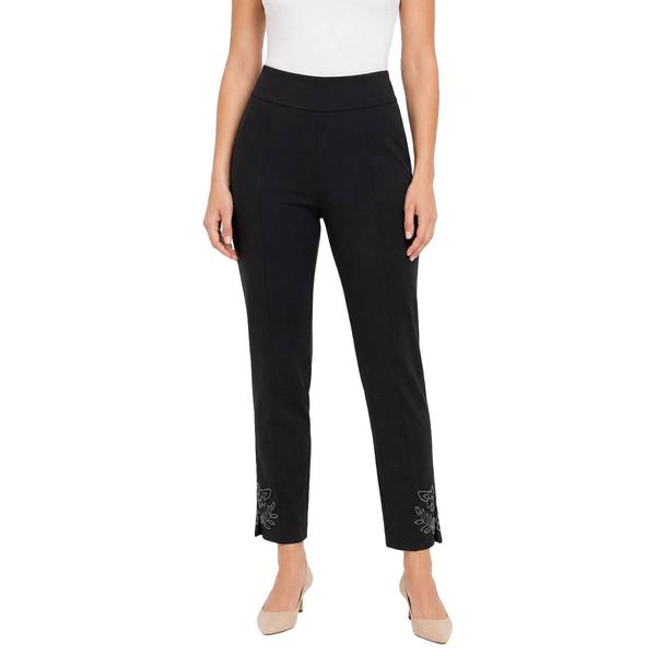 Womens Zac & Rachel Solid Slim Leg With Floral Hem Detail