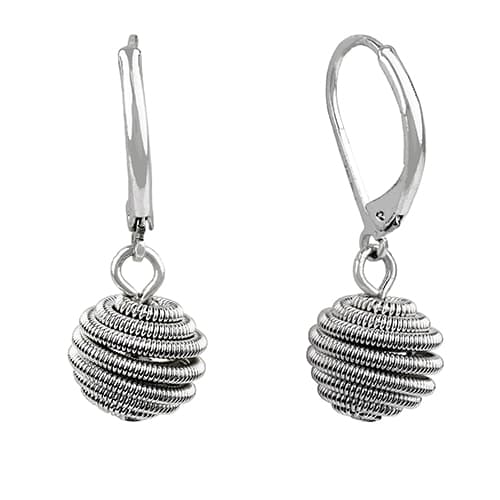 Roman Silver-Tone Jute Bead Leverback Earrings - image 
