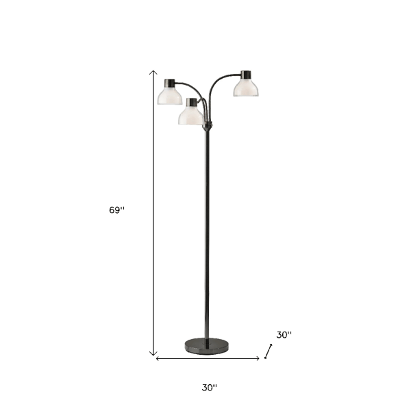 HomeRoots 69in. Black & White Metal Three Light Tree Floor Lamp