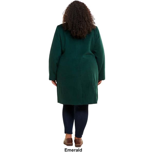 Plus Size DKNY Single Breasted Wool Coat w/Zip Pockets
