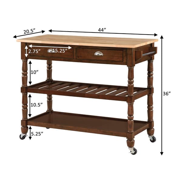 Convenience Concepts 3-Tier Butcher Block Kitchen Cart