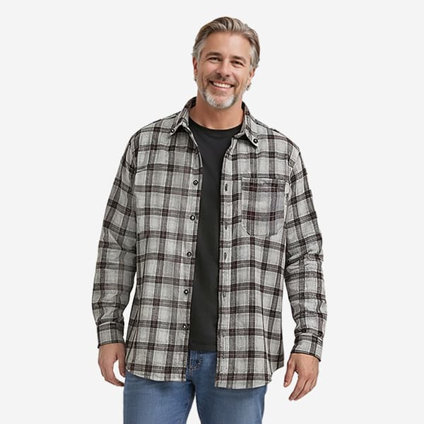 Mens Big & Tall Mountain Ridge Flannel Shirt - Chocolate/Gr/White - image 