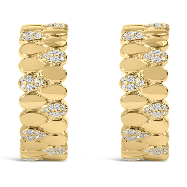 Haus of Brilliance 3/8ctw. Diamond Pave Pear Link J-Hoop Earrings