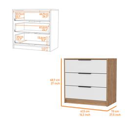 FM FURNITURE Washington White 3 Drawer Dresser