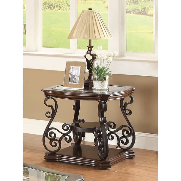 Coaster Sir Rawlinson Deep Merlot and Clear End Table - image 