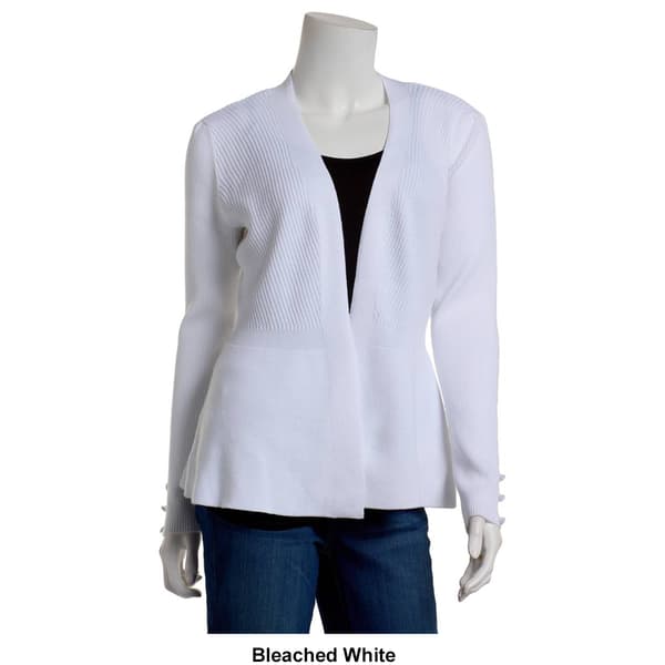 Womens 89th & Madison Long Sleeve Solid Button Trim Sweater
