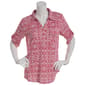 Petite Emily Daniels Short Sleeve 1 Pocket Print Blouse-Barbados - image 2