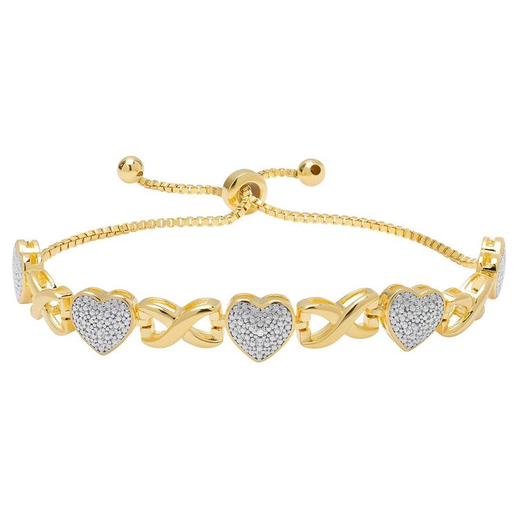 Accents by Gianni Argento Diamond Xs & Hearts Adjustable Bracelet