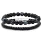 Mens Steeltime Beaded and Leather Bracelet Set - image 1